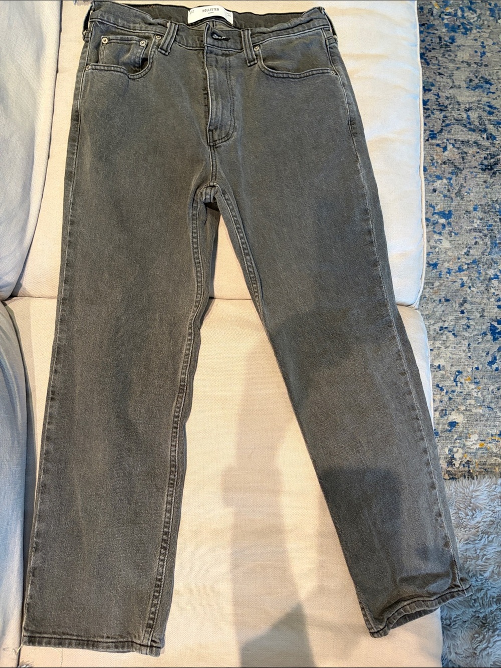 Hollister Men's Loose Washed Black Denim Jeans